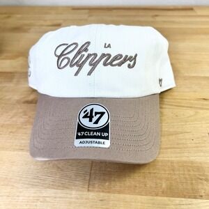 '47 Brand Hat Cap LA Clippers Clean Up Adjustable Men OSFA White Brown New